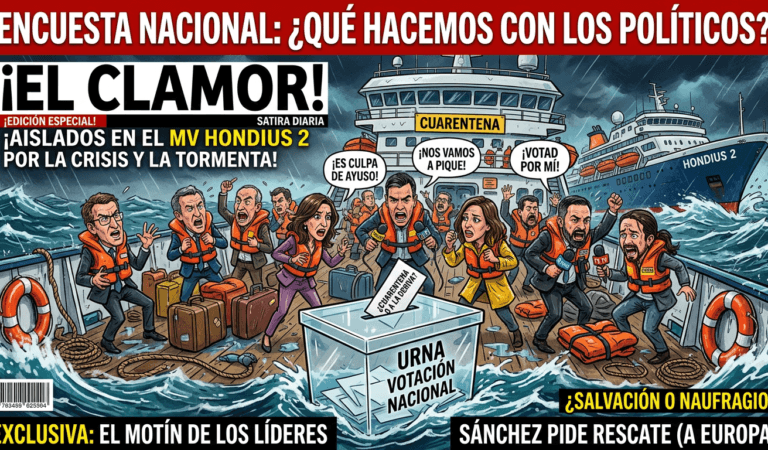 La población hace una encuesta para decidir si mandamos a los políticos españoles al MV Hondius 2 de cuarentena o los dejamos dando vueltas por el mar hasta nueva orden